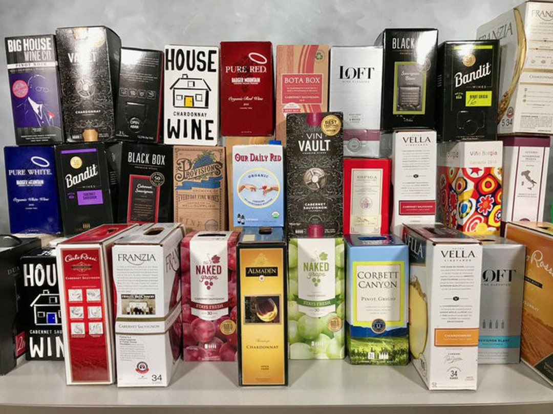 Several boxes of quality boxed wine brands