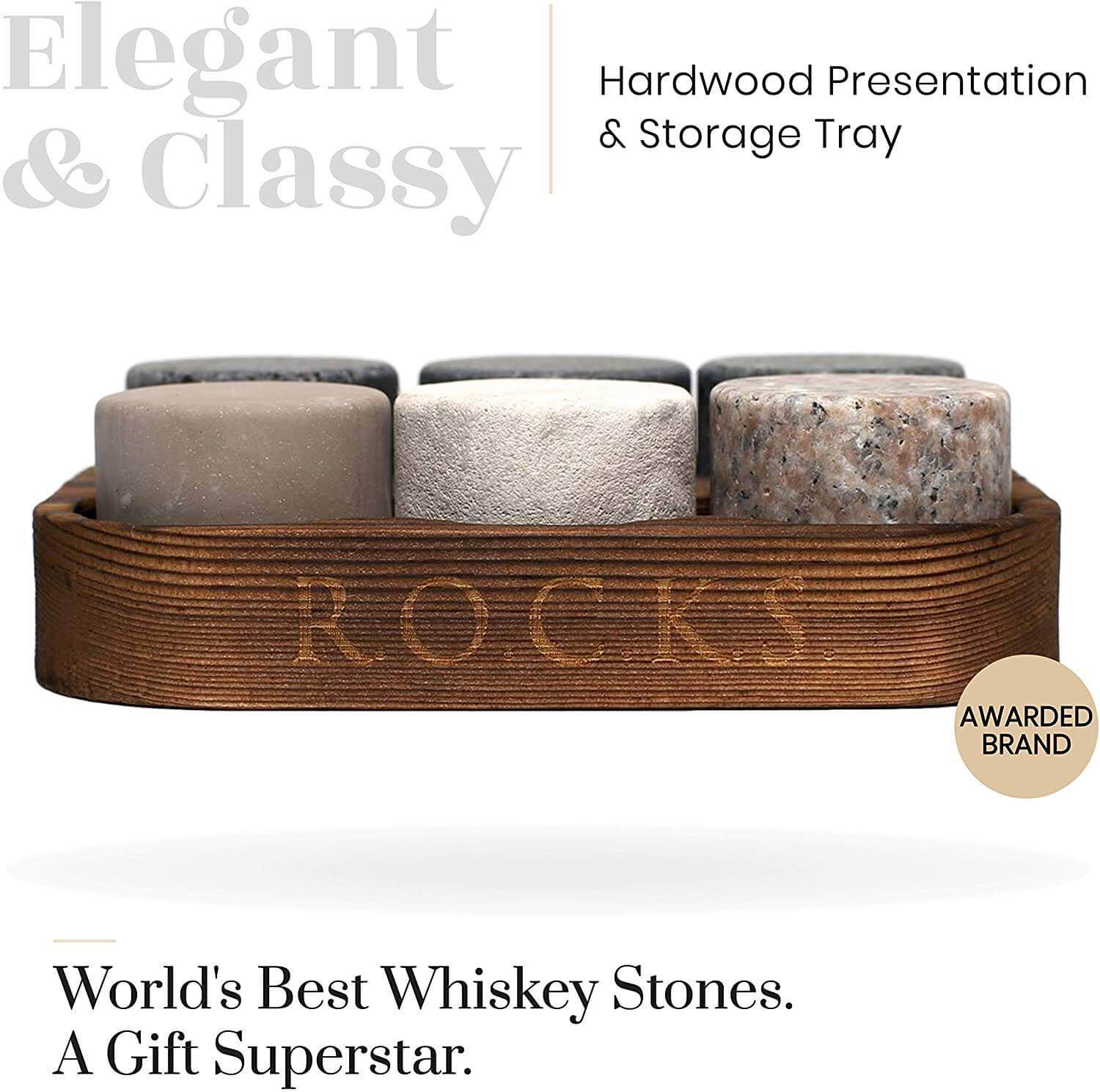 The Original ROCKS Whiskey Chilling Stones - Set of 6 Granite Stones