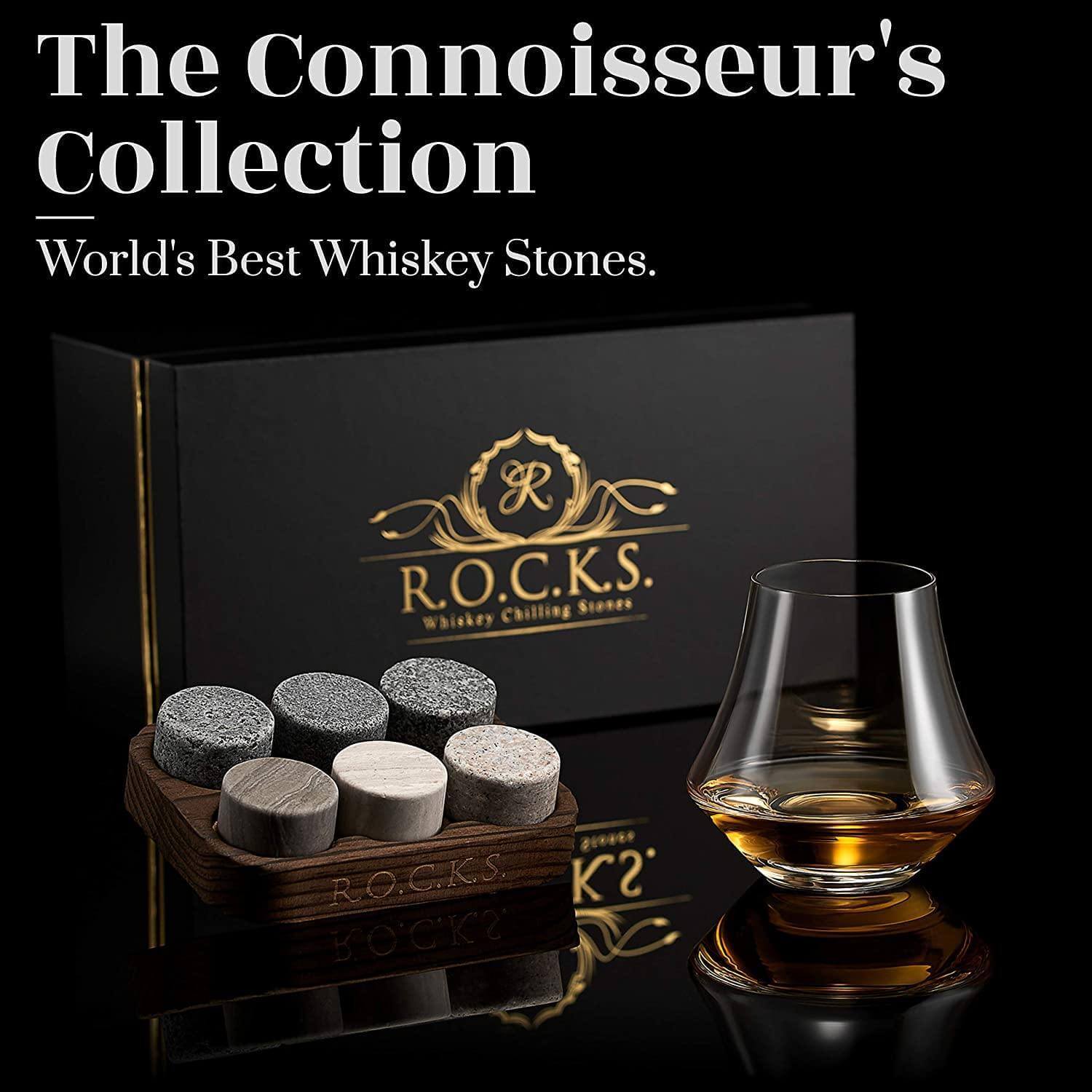 Whiskey Stones &amp; Crystal Nosing Tasting Glass Gift Set